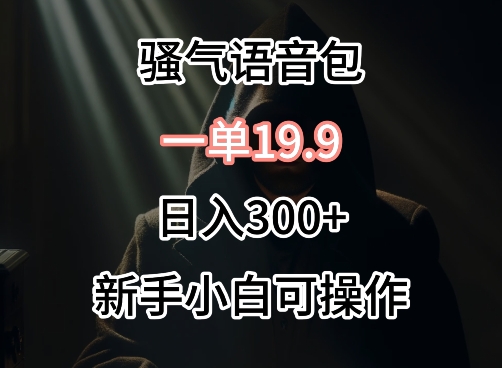 0成本卖骚气语音包，一单19.9.日入300+【揭秘】