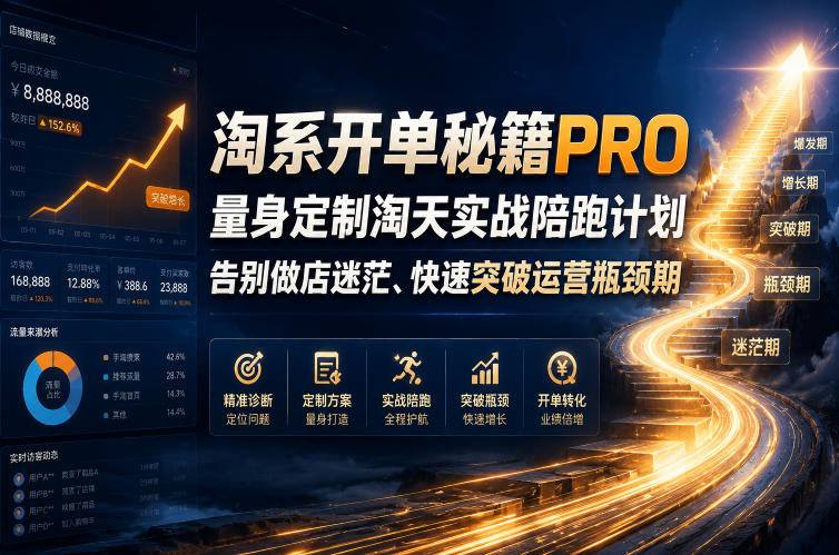淘系开单秘籍PRO，量身定制淘天实战陪跑计划，告别做店迷茫、快速突破运营瓶颈期（20260709）